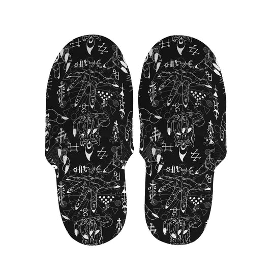 Black And White Supernatural Wicca Print Slippers