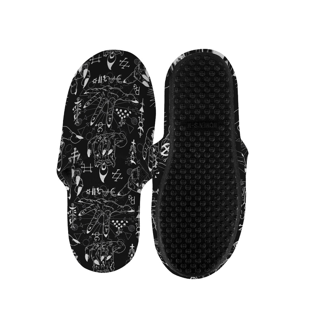 Black And White Supernatural Wicca Print Slippers