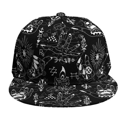 Black And White Supernatural Wicca Print Snapback Cap