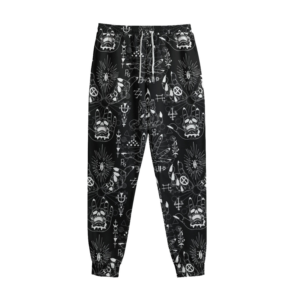Black And White Supernatural Wicca Print Sweatpants