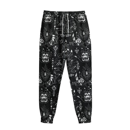 Black And White Supernatural Wicca Print Sweatpants