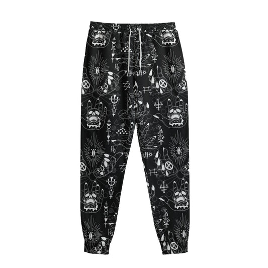 Black And White Supernatural Wicca Print Sweatpants
