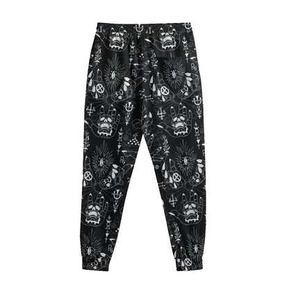 Black And White Supernatural Wicca Print Sweatpants
