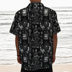 Black And White Supernatural Wicca Print Textured Short Sleeve Shirt