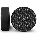 Black And White Supernatural Wicca Print Tire Cover With Camera Hole