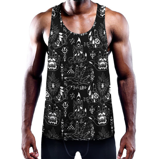Black And White Supernatural Wicca Print Training Tank Top