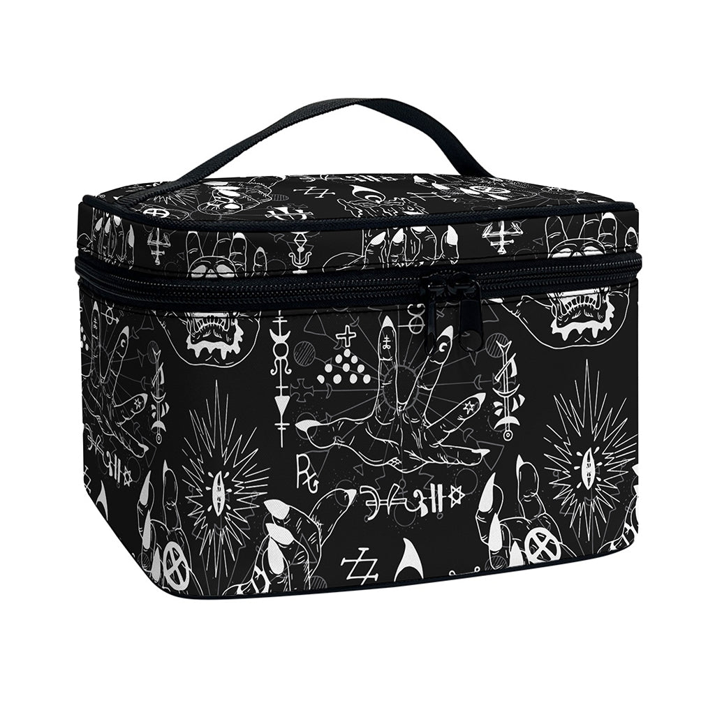 Black And White Supernatural Wicca Print Travel Makeup Bag