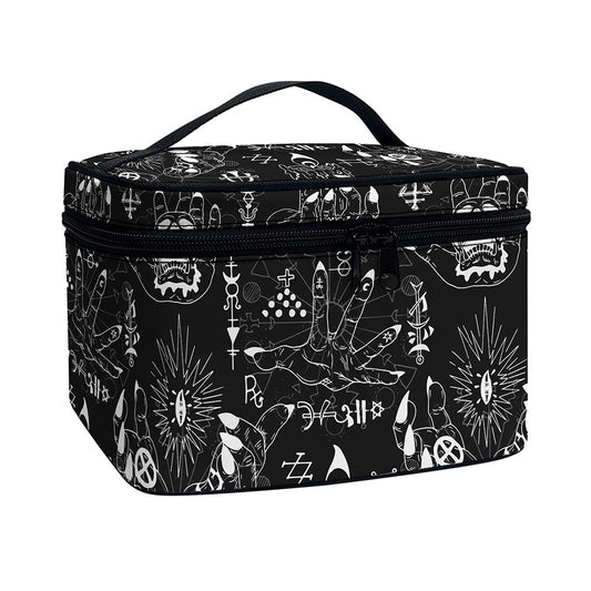 Black And White Supernatural Wicca Print Travel Makeup Bag
