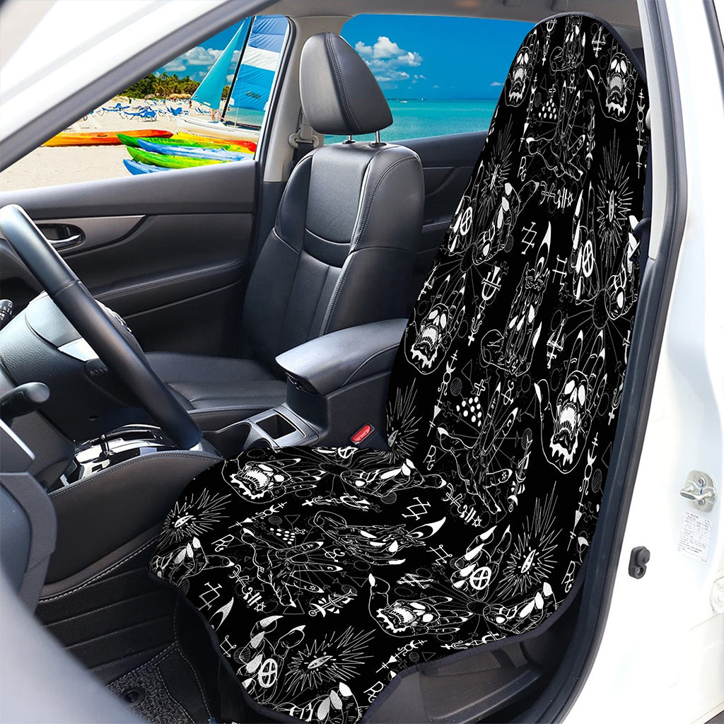 Black And White Supernatural Wicca Print Waterproof Car Seat Cover