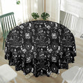 Black And White Supernatural Wicca Print Waterproof Round Tablecloth