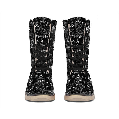 Black And White Supernatural Wicca Print Winter Boots