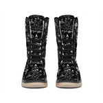 Black And White Supernatural Wicca Print Winter Boots