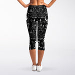 Black And White Supernatural Wicca Print Women's Capri Leggings