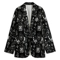 Black And White Supernatural Wicca Print Women's Cotton Blazer