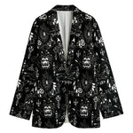 Black And White Supernatural Wicca Print Women's Cotton Blazer