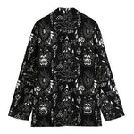 Black And White Supernatural Wicca Print Women's Cotton Blazer