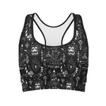 Black And White Supernatural Wicca Print Women's Sports Bra