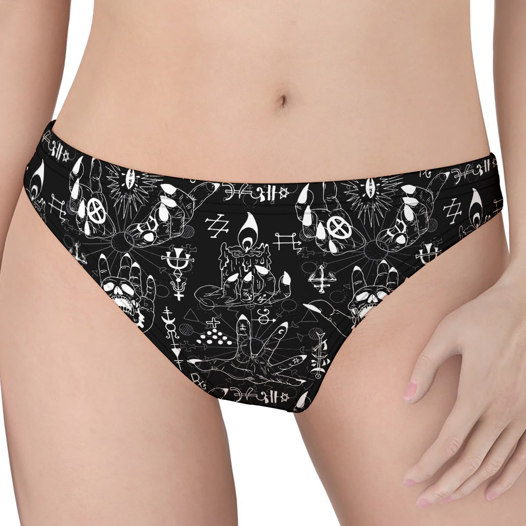 Black And White Supernatural Wicca Print Women's Thong