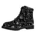 Black And White Supernatural Wicca Print Padded Collar Lace Up Boots