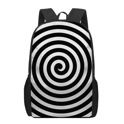 Black And White Swirl Illusion Print 17 Inch Backpack