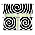 Black And White Swirl Illusion Print 3 Piece Kitchen Curtains