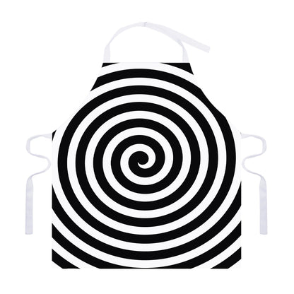 Black And White Swirl Illusion Print Adjustable Apron