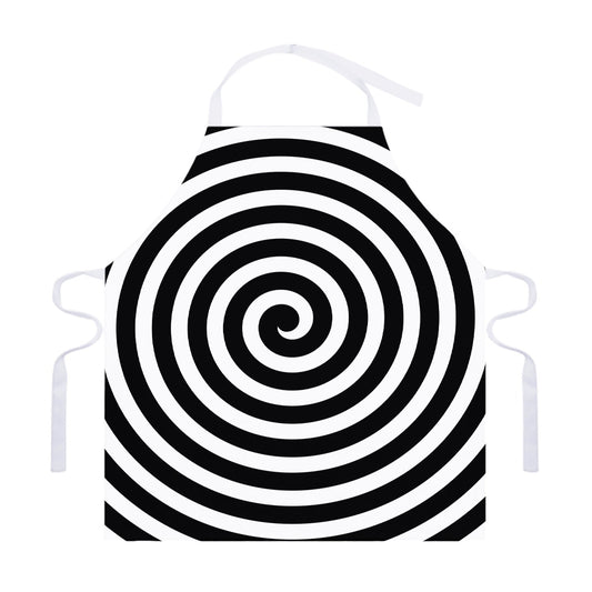 Black And White Swirl Illusion Print Adjustable Apron