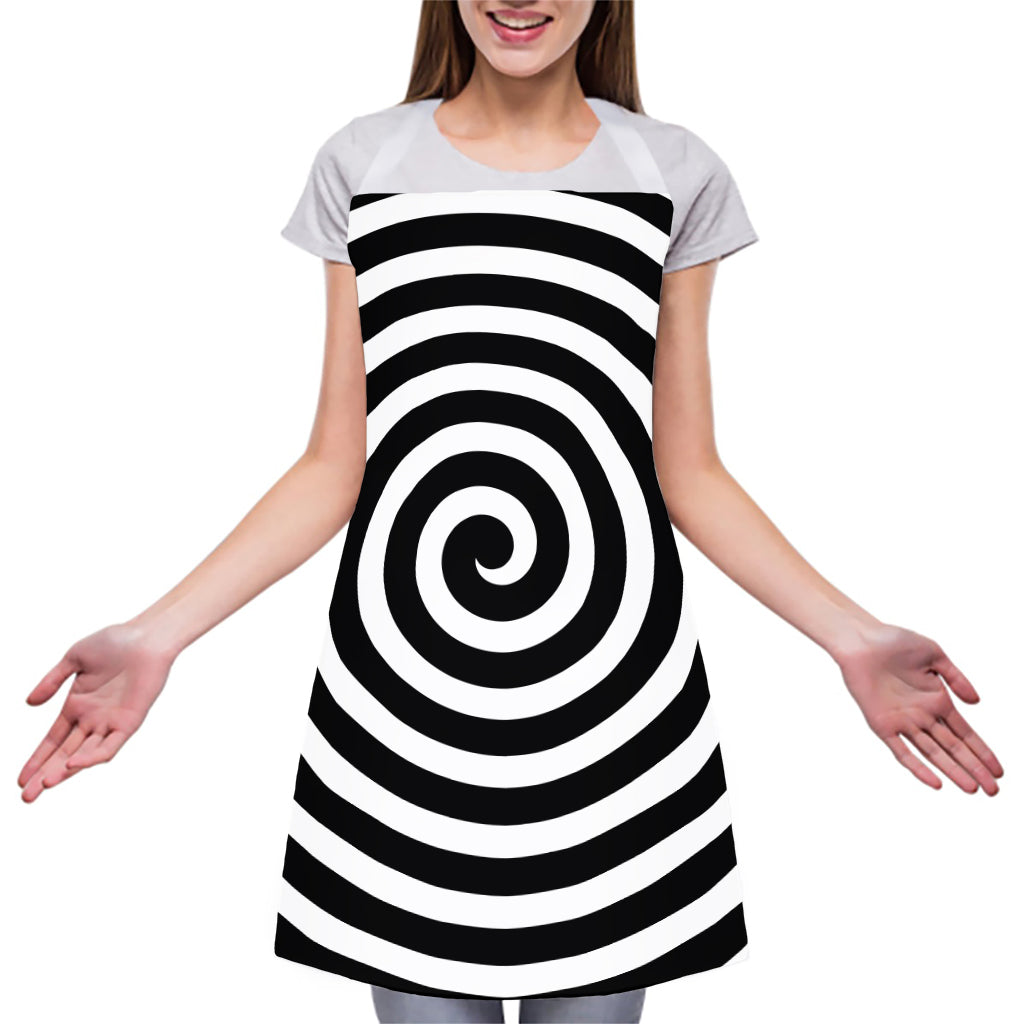 Black And White Swirl Illusion Print Adjustable Apron