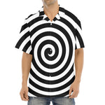 Black And White Swirl Illusion Print Aloha Shirt