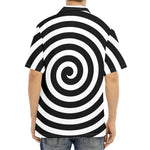 Black And White Swirl Illusion Print Aloha Shirt