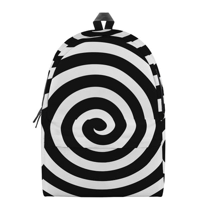 Black And White Swirl Illusion Print Backpack