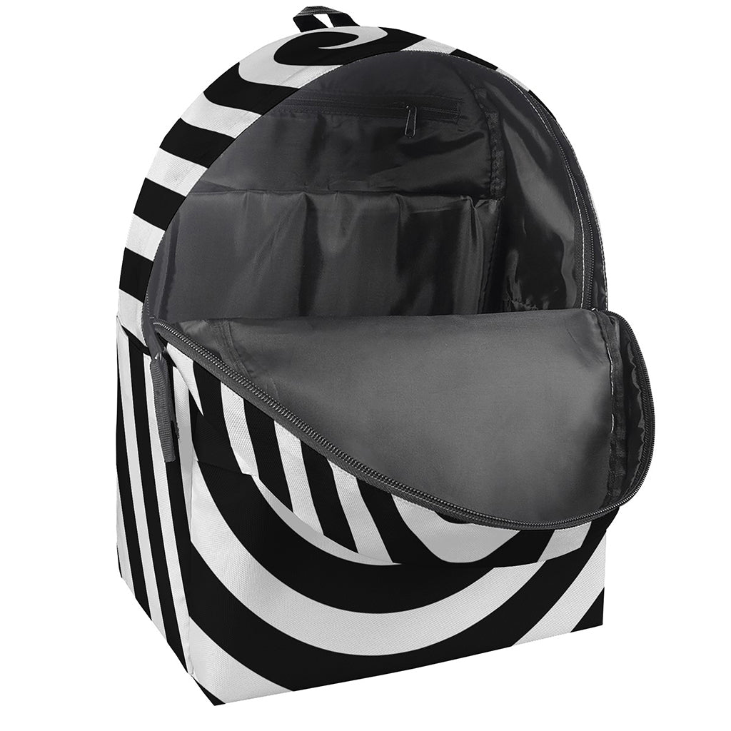 Black And White Swirl Illusion Print Backpack