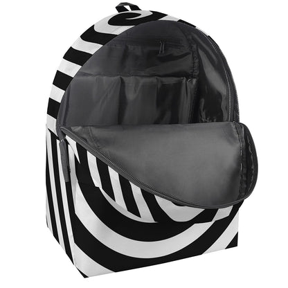 Black And White Swirl Illusion Print Backpack