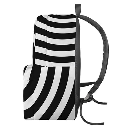 Black And White Swirl Illusion Print Backpack