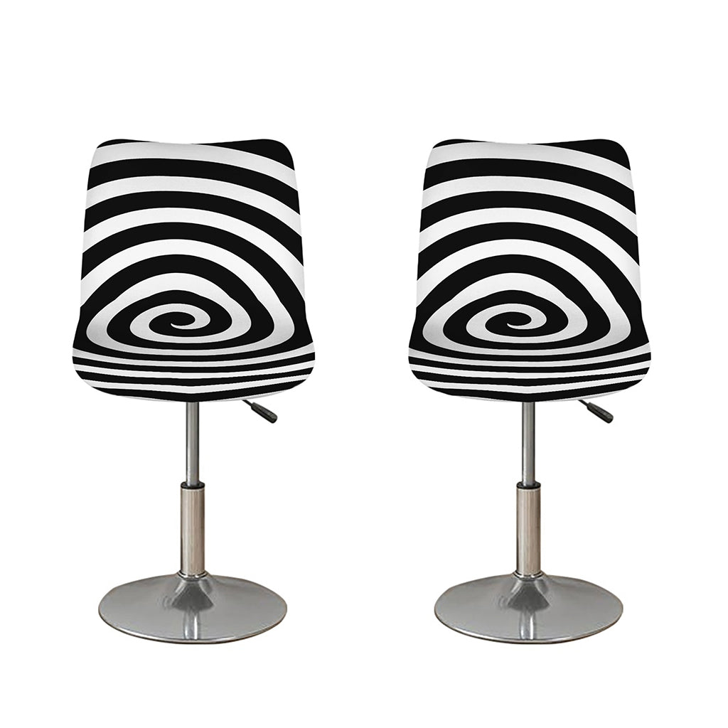 Black And White Swirl Illusion Print Bar Stool Covers