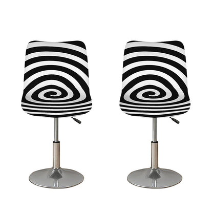 Black And White Swirl Illusion Print Bar Stool Covers