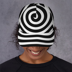 Black And White Swirl Illusion Print Baseball Cap