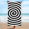 Black And White Swirl Illusion Print Beach Towel
