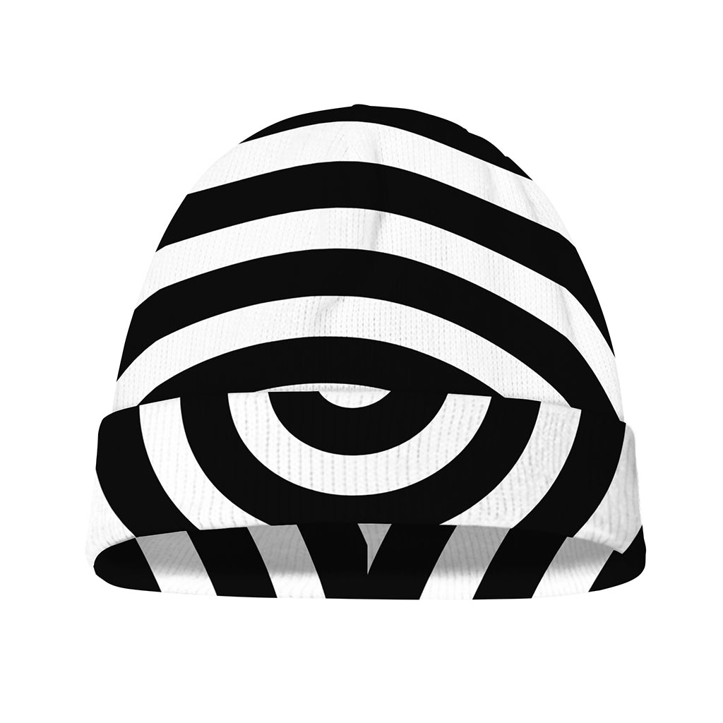 Black And White Swirl Illusion Print Beanie