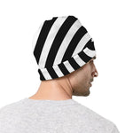 Black And White Swirl Illusion Print Beanie
