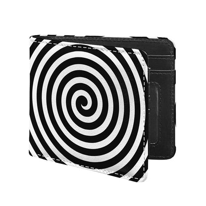 Black And White Swirl Illusion Print Bifold Wallet