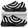 Black And White Swirl Illusion Print Black Chunky Shoes