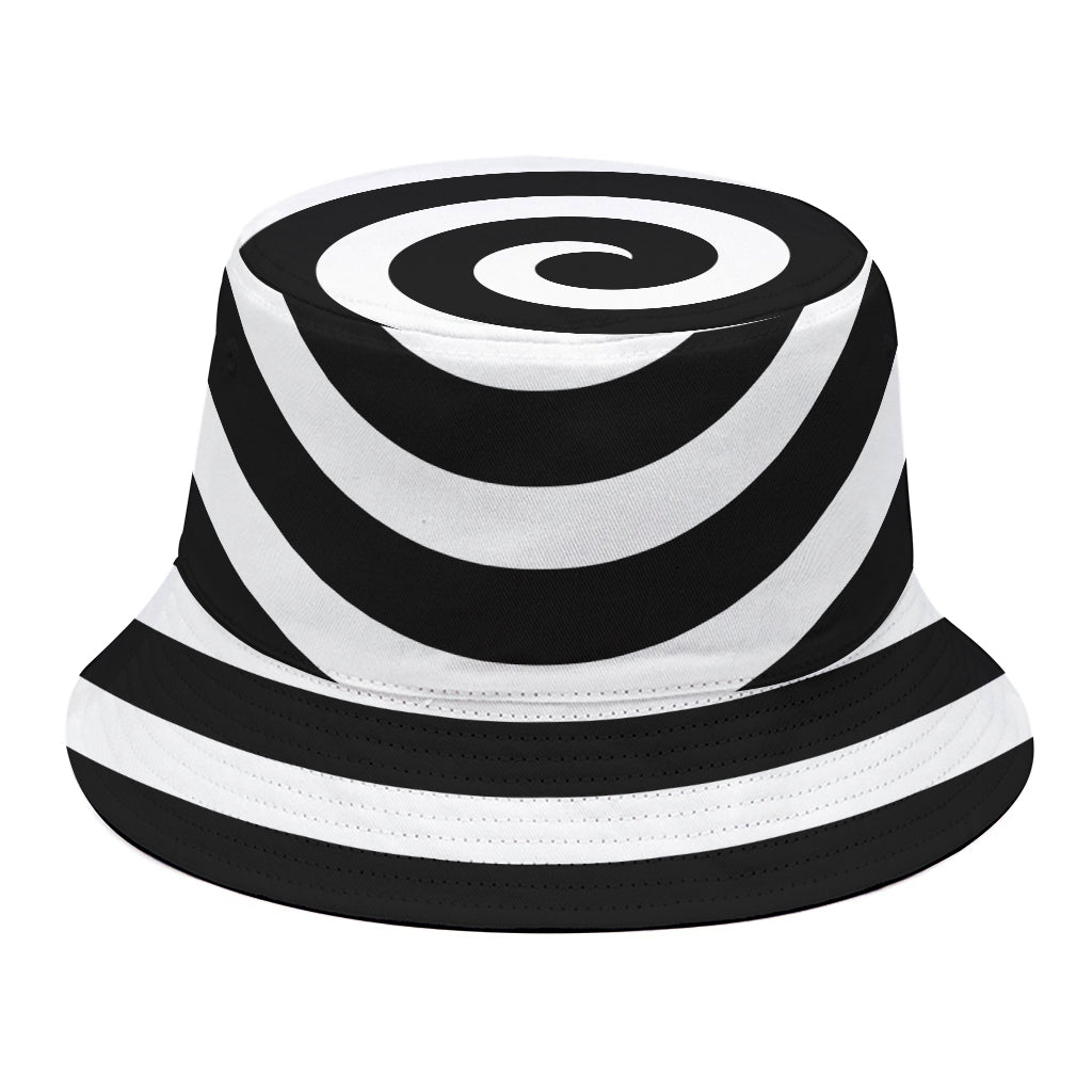 Black And White Swirl Illusion Print Bucket Hat