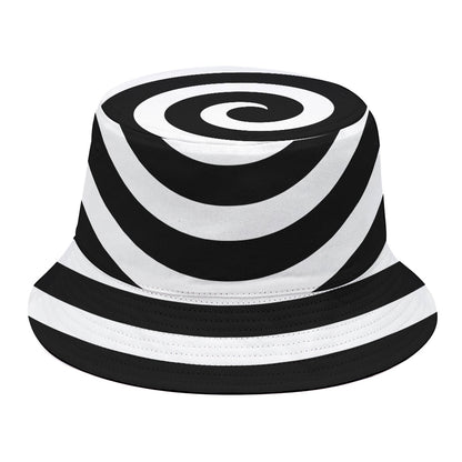 Black And White Swirl Illusion Print Bucket Hat