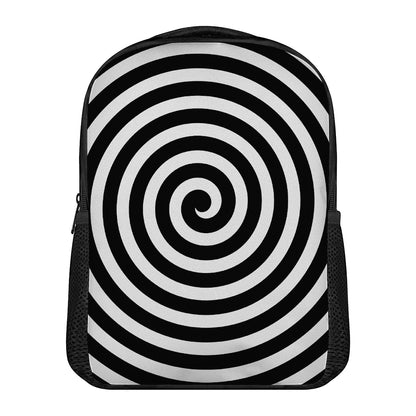 Black And White Swirl Illusion Print Casual Backpack