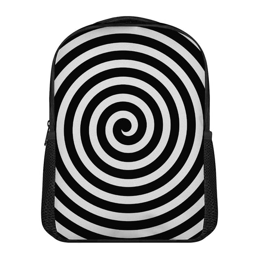 Black And White Swirl Illusion Print Casual Backpack