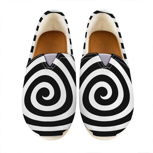 Black And White Swirl Illusion Print Casual Shoes