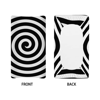 Black And White Swirl Illusion Print Changing Pad Cover