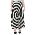 Black And White Swirl Illusion Print Chiffon Maxi Skirt