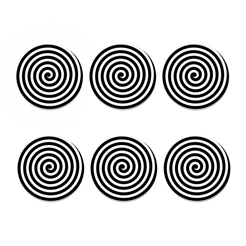 Black And White Swirl Illusion Print Coaster Set